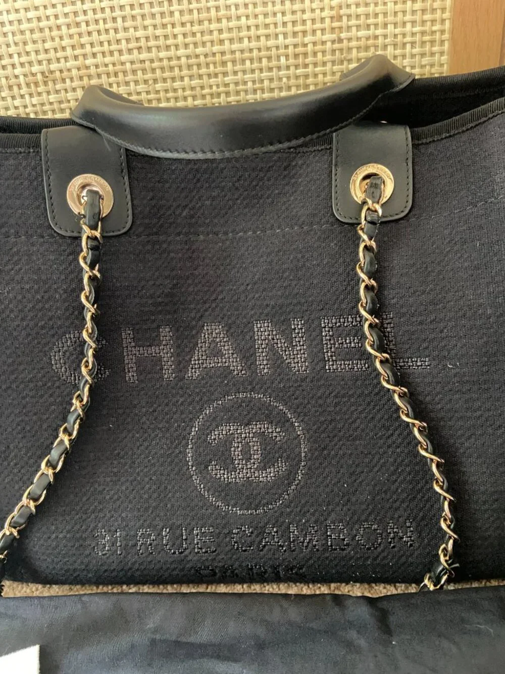 Chanel Large Deauville Shopping Tote Navy/Black BOX/DUST BAG